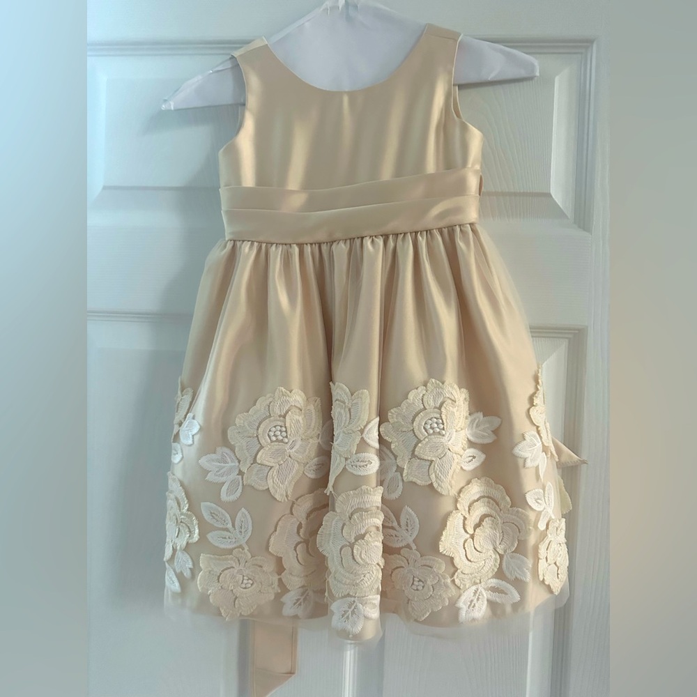 Flower Dress size 4T. Used once and dry cleaned. Great condition.